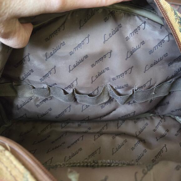 Vtg 80s Leisure International Tan Vanity Bag Case Tropical Palm Tapestry EUC - Picture 14 of 16